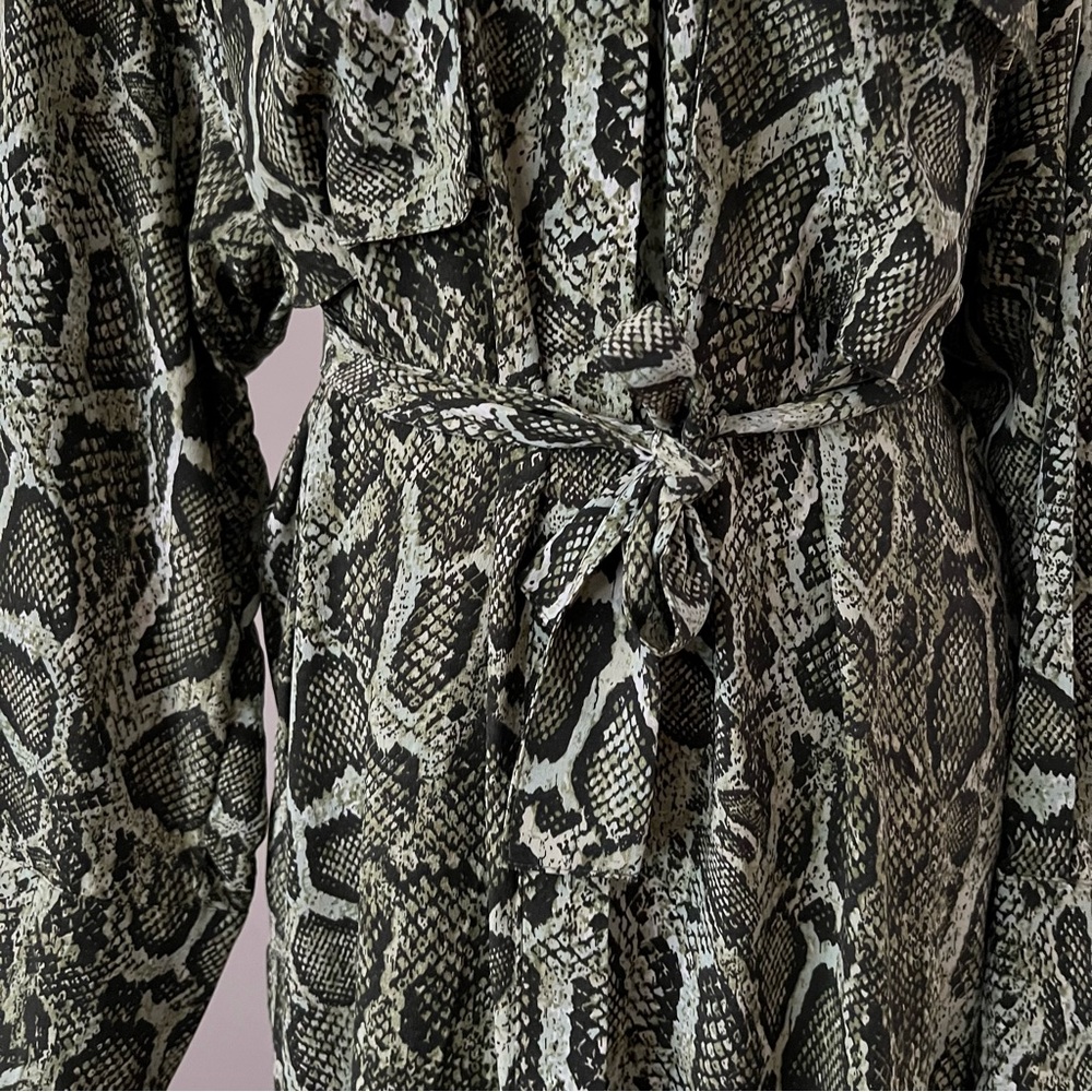 ENA PELLY green Python Utility belted maxi Shirt Dress 10 - Picture 5 of 10